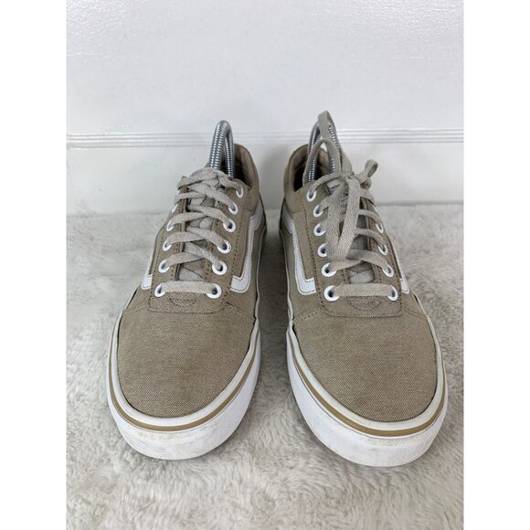 Vans Womens Size 8 Old Skool Sneakers Tan & White Canvas Casual Shoes - Picture 2 of 9